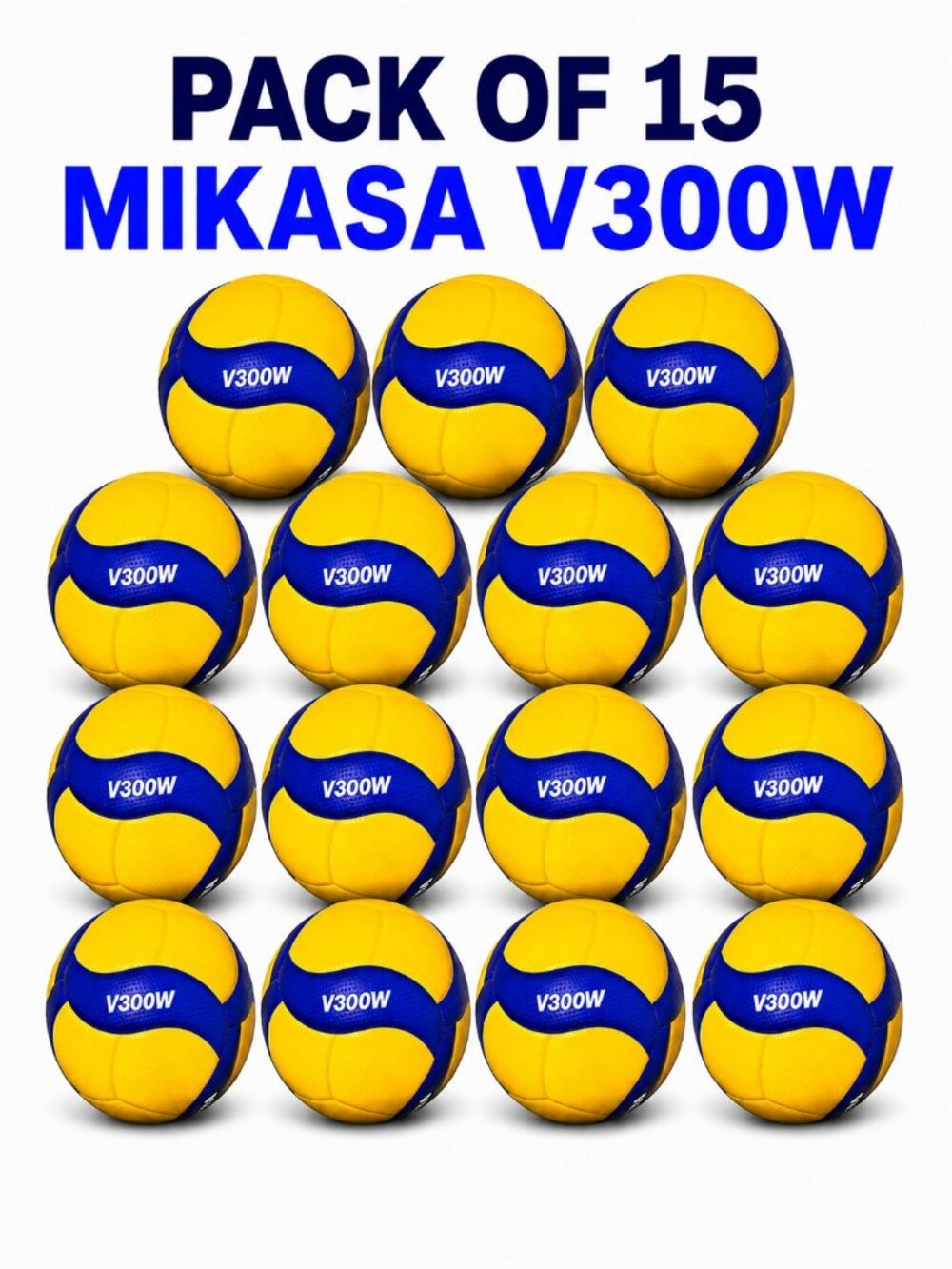 Mikasa V300W 2019 Official FIVB outdoor Volleyball size 5- Blue/Yello pack of 15